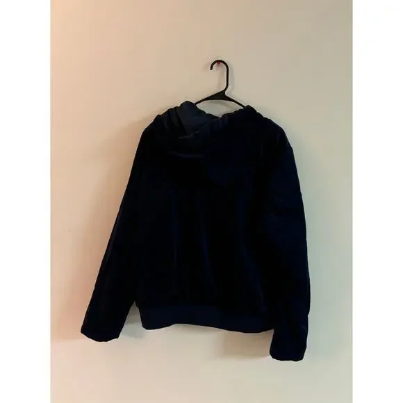Torrid Navy Blue Velour Zip-Up Hoodie 2XL | Plus Size Cozy Soft Jacket - Picture 3 of 7